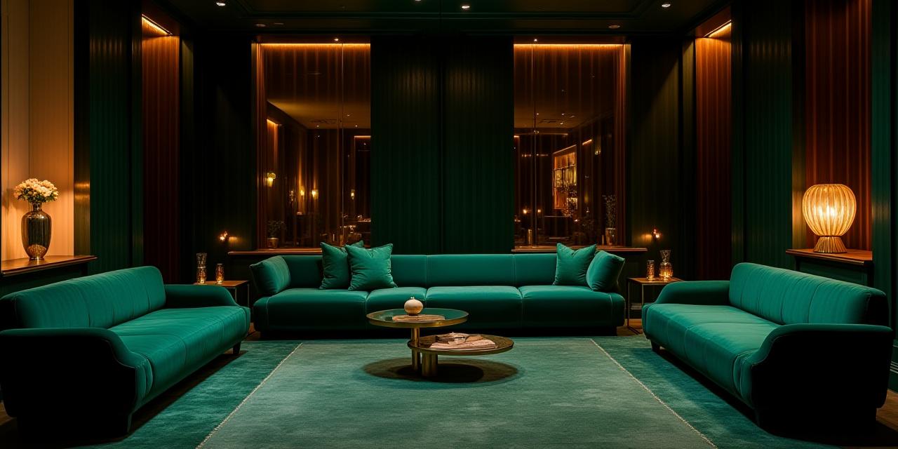 Bespoke Art Deco furniture in a luxury hotel lobby