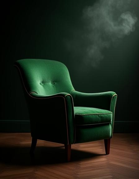 Deep velvet armchair with gold trim